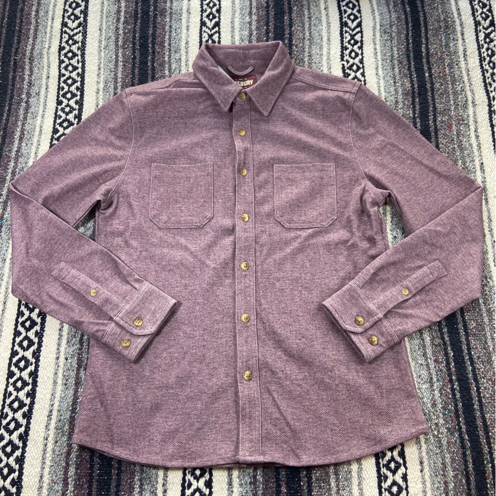 New NWT Alesbury Rugged Knit Shirt Button Down long sleeve Small Purple Burgundy